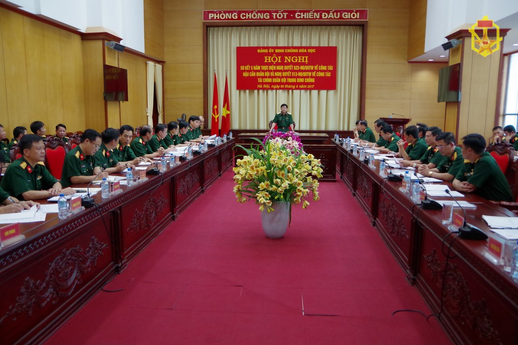 Đảng ủy Binh chủng Hóa học tổ chức Hội nghị Sơ kết 5 năm thực hiện Nghị quyết 623-NQ/QUTW về công tác hậu cần Quân đội và Nghị quyết 513-NQ/QUTW về công tác tài chính Quân đội giai đoạn 2013-2017