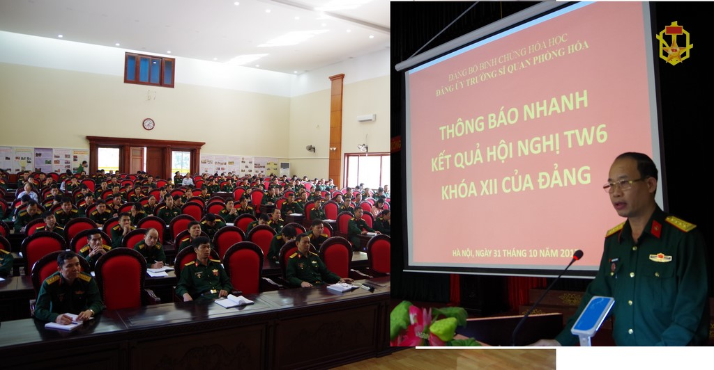 Trường Sĩ quan Phòng hóa thông báo nhanh kết quả Hội nghị TW6 khóa XII của Đảng
