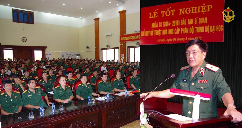 Trường Sĩ quan Phòng hóa tổ chức Lễ tốt nghiệp khóa 18 đào tạo sĩ quan chỉ huy kỹ thuật hóa học cấp phân đội trình độ đại học