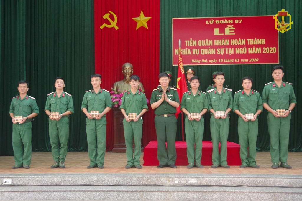 Lữ đoàn 87 tổ chức lễ tiễn quân nhân hoàn thành nghĩa vụ quân sự tại ngũ năm 2020