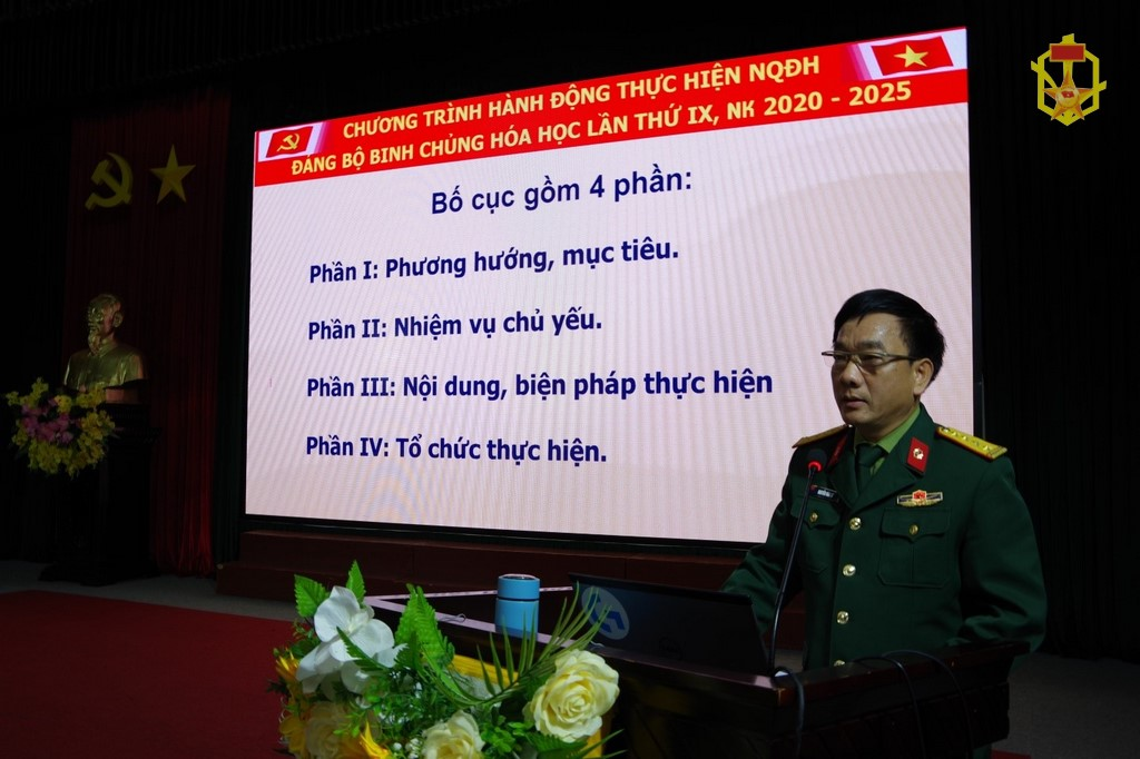 Đảng ủy Trường sĩ quan Phòng hóa tổ chức hội nghị học tập, quán triệt Nghị quyết Đại hội Đại biểu Đảng bộ Quân đội lần thứ XI, nhiệm kỳ 2020-2025