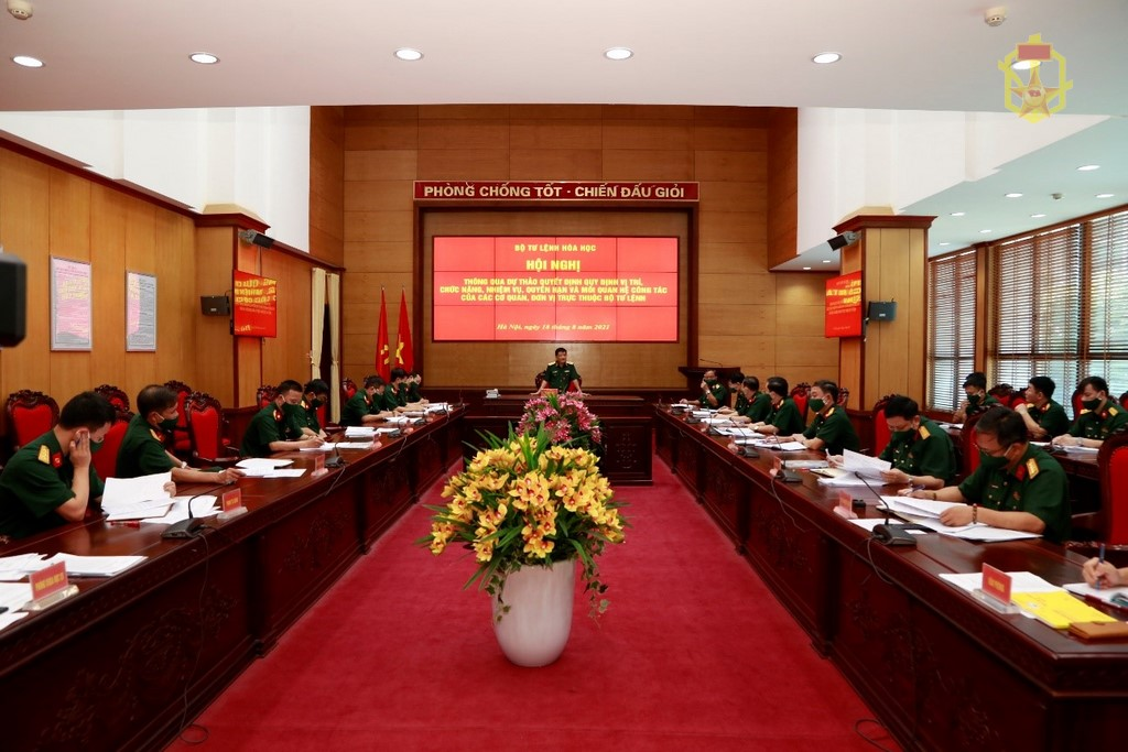 Thông qua dự thảo quy định vị trí, chức năng, nhiệm vụ, quyền hạn và mối quan hệ công tác của các cơ quan, đơn vị trực thuộc Bộ Tư lệnh Hóa học
