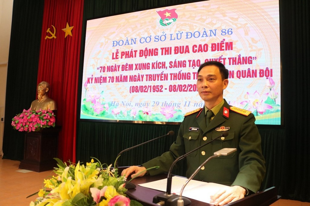 Đoàn cơ sở Lữ đoàn 86 tổ chức Lễ phát động đợt thi đua cao điểm chào mừng kỷ niệm 70 năm Ngày Truyền thống Thanh niên Quân đội và Ban Thanh niên Quân đội (08/02/1952 - 08/02/2022)