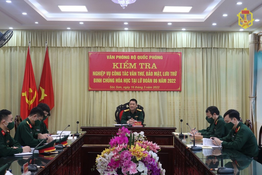 Văn phòng Bộ Quốc phòng kiểm tra công tác văn thư, bảo mật, lưu trữ tại Lữ đoàn 86