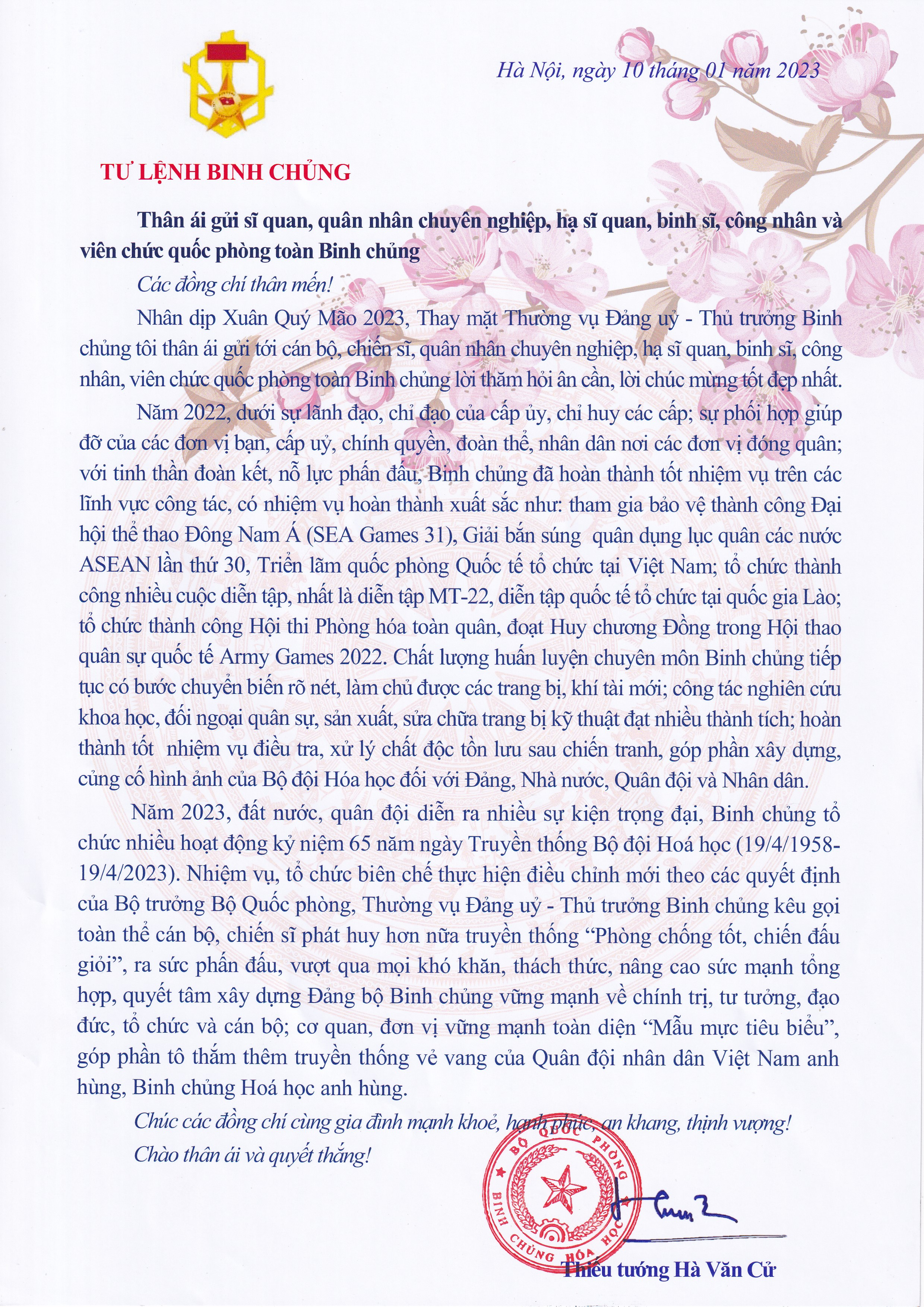 Thư chúc mừng năm mới 2023