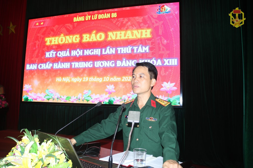 Đảng ủy Lữ đoàn 86 tổ chức Hội nghị thông báo nhanh kết quả Hội nghị lần thứ tám, Ban Chấp hành Trung ương Đảng khóa XIII và quán triệt, học tập Nghị quyết số 34/NQ-TW của Bộ Chính trị