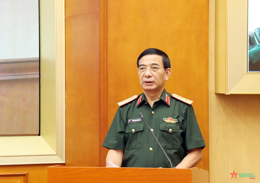 Đại tướng Phan Văn Giang phát biểu chỉ đạo tại hội nghị.