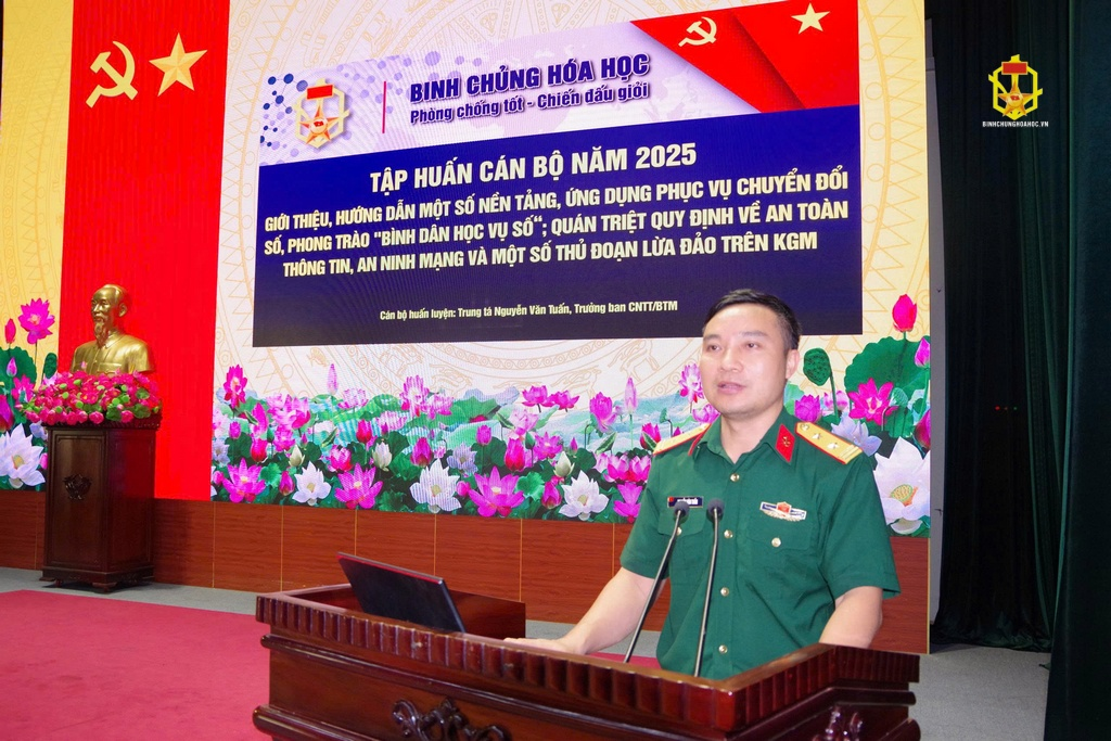 Cơ quan Binh chủng Hóa học tổ chức tập huấn chuyển đổi số, Phong trào “Bình dân học vụ số” và công tác an toàn thông tin, an ninh mạng