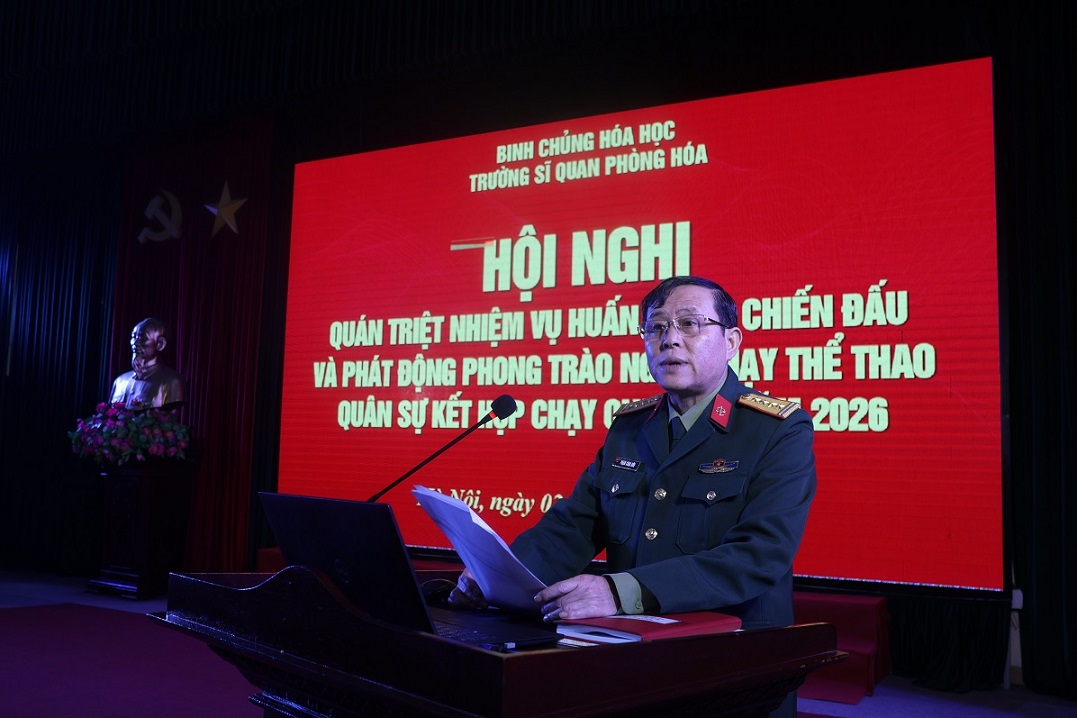 Trường Sĩ quan Phòng hoá tổ chức Hội nghị quán triệt nhiệm vụ huấn luyện chiến đấu, phát động thi đua và tổ chức ngày chạy thể thao quân sự kết hợp chạy Olympic năm 2026